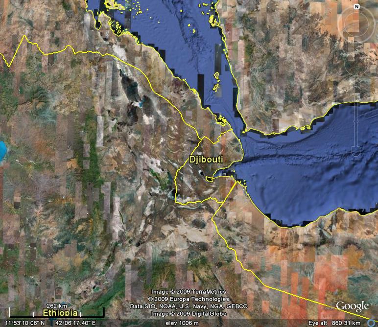 Google Earth map of Afar region