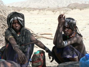 Young women in traditional Afar dress.