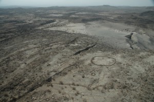 Aerial photograph looking NW toward the Sept 26 volcanic vent