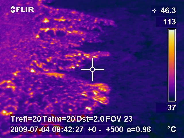 Thermal image of new lava flows