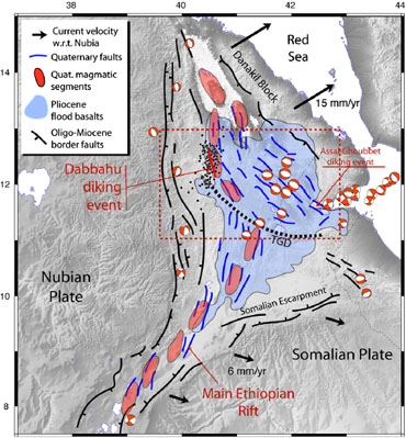 Map of magmatic segments of MER