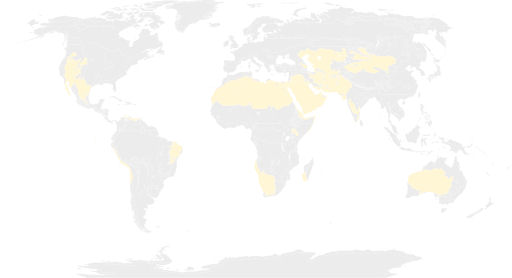 Map of desert and xeric shrubland biome