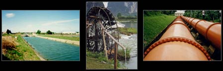 Examples of the way humans can store or transport water from one location to another, making it available where and when needed to increase agricultural production or for other purposes. Examples of the way humans can store or transport water from one location to another, making it available where and when needed to increase agricultural production or for other purposes.