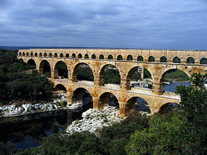 An example of an aquaduct built by the ancient Romans. An example of an aquaduct built by the ancient Romans.