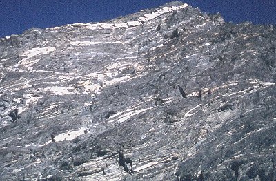 Sheared rocks on suture