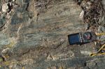 The prominent stretching lineation developed on the Entrelor shear zone.