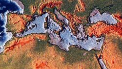 Topographic map of the Mediterranean.