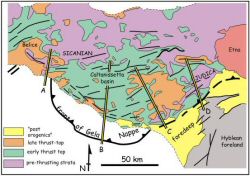 Geological map of Caltanissetta basin, Sicily.